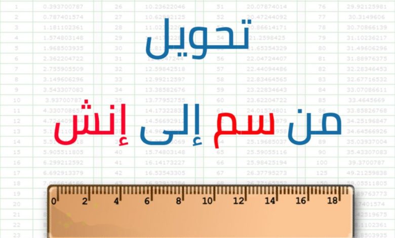 تحويل من سنتيمتر إلى الإنش