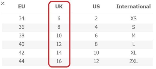 مقاس uk ماذا يعني