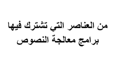 من العناصر التي تشترك فيها برامج معالجة النصوص